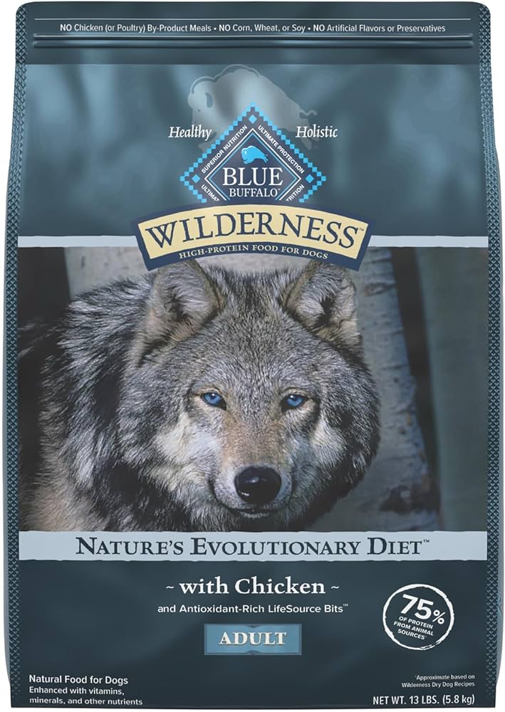 Blue Buffalo Wilderness adult dog food with chicken, high-protein formula and antioxidant-rich ingredients