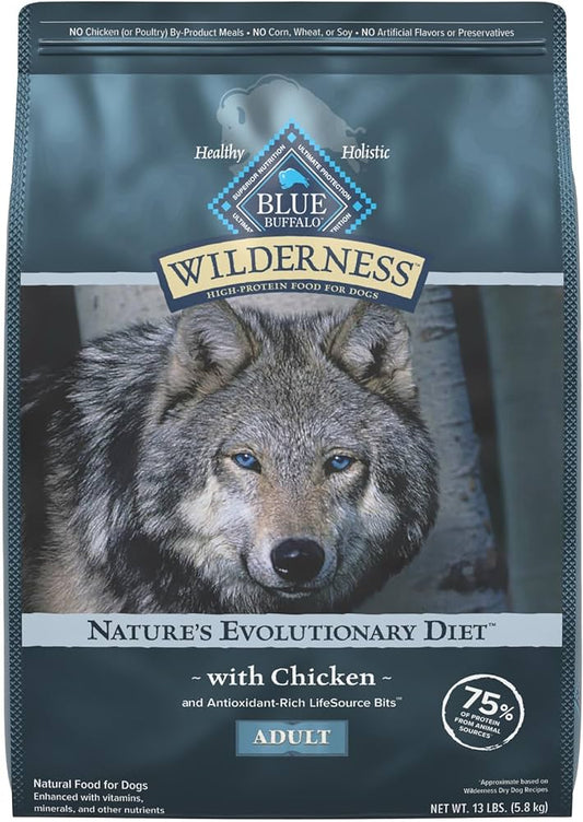 Blue Buffalo Wilderness adult dog food with chicken, high-protein formula and antioxidant-rich ingredients