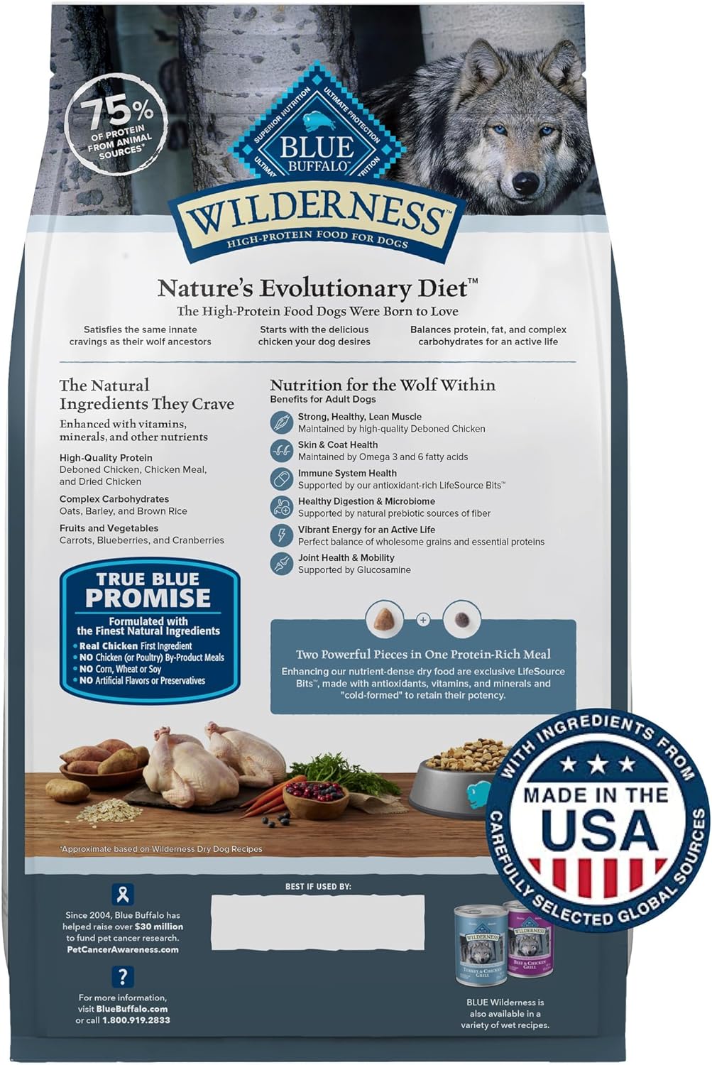 Blue Buffalo Wilderness adult dog food with high-protein ingredients and natural nutrition for dogs