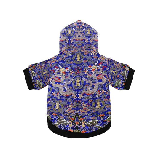 Pet Apparel Blue Imperial Dragon Button Hoodie for Daily Use - main product image for pet apparel