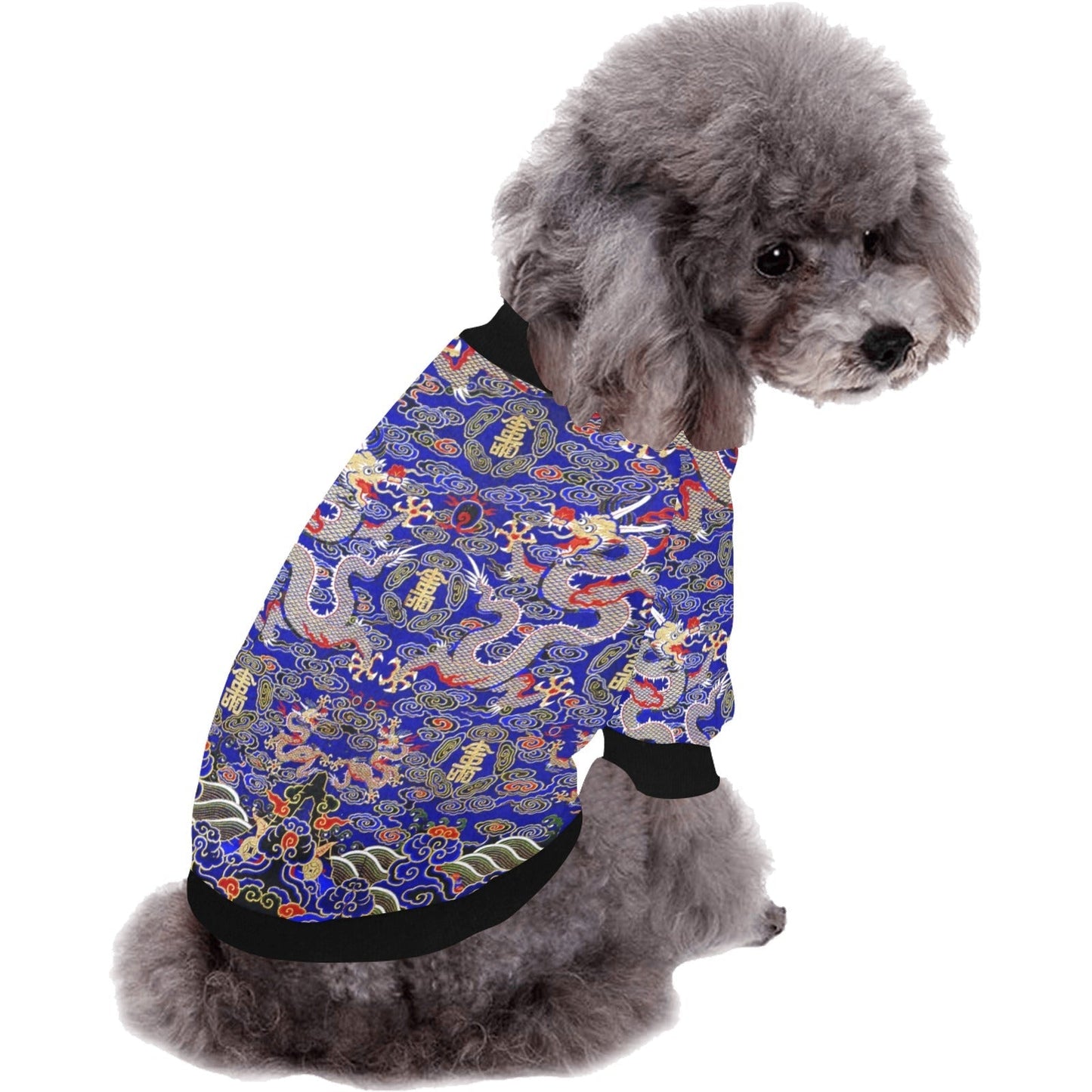 Pet Apparel Blue Imperial Dragon Round Neck Shirt Essential - detail product image for pet apparel