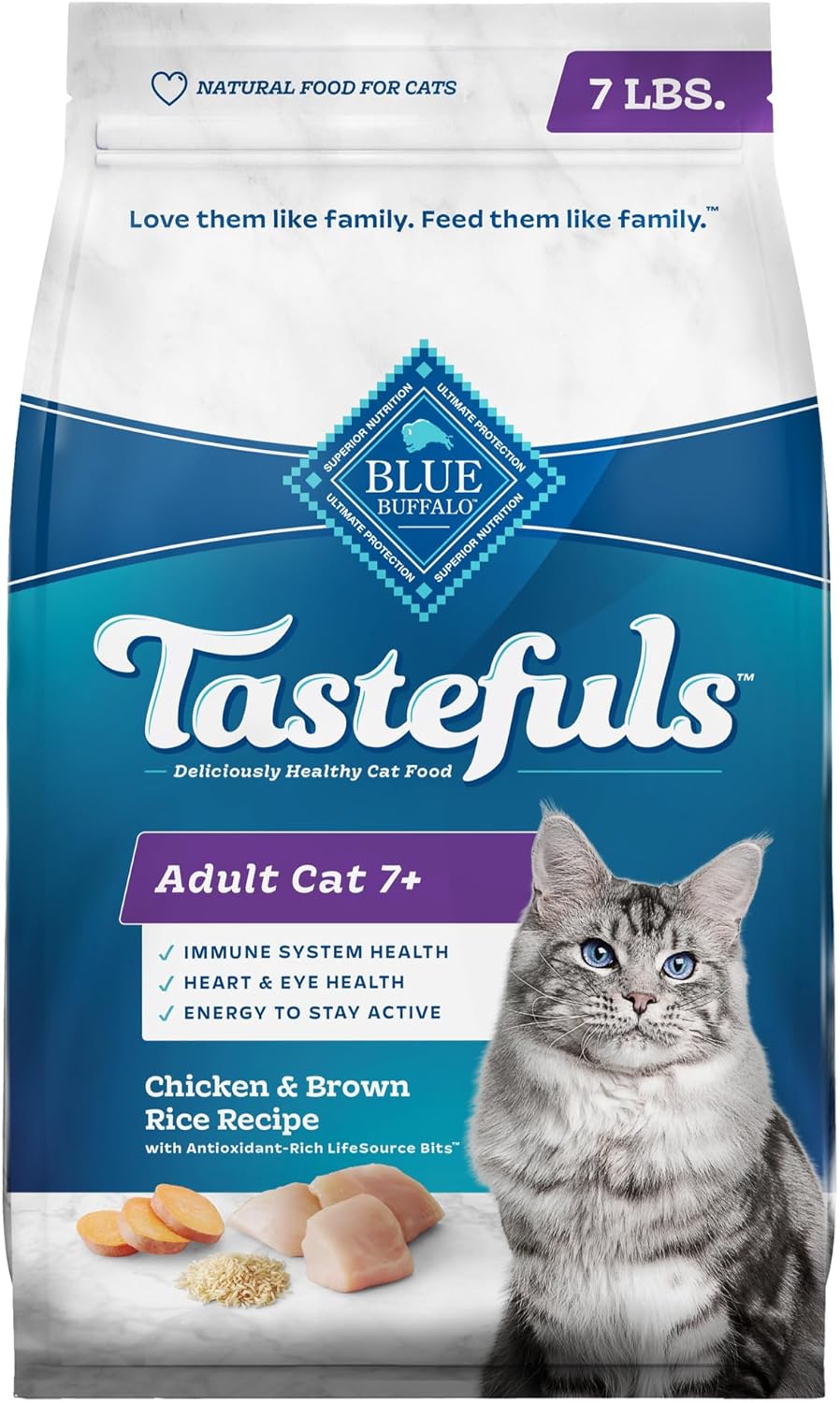Blue Buffalo Tastefuls Adult 7+ Chicken & Brown Rice Recipe (7lb)