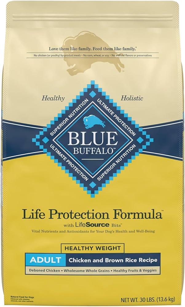 Blue Buffalo Adult Healthy Weight, Chicken & Brown Rice Dry Dog Food - Blue Buffalo Dry Dog Food - The Family Pet - 5lb - 840243144105