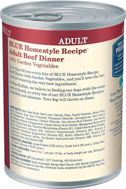 Wet Dog Food - Blue Buffalo Beef Vegetables Homestyle 12.5oz 🥩
