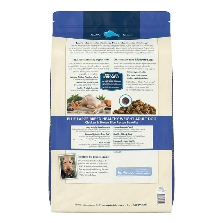 Blue Buffalo Adult Large Breed, Healthy Weight Chicken & Brown Rice Dry Dog Food (30lb) - Dry Dog Food - The Family Pet
