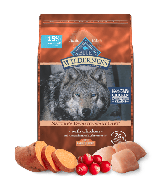 Blue Buffalo Wilderness Adult Large Breed Chicken with Wholesome Grains Dry Dog Food (24lb)