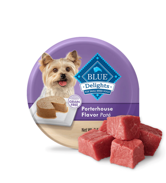 Blue Buffalo Blue Delights Small Breed Adult dog Porterhouse Flavor in Savory Juices Wet Dog Food (3.5oz)