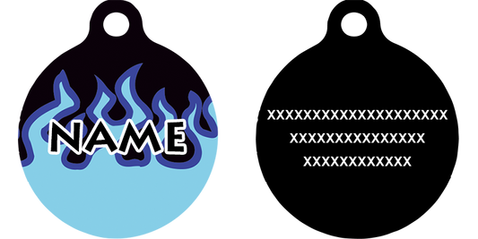 Blue Flames HD Dog ID Tag