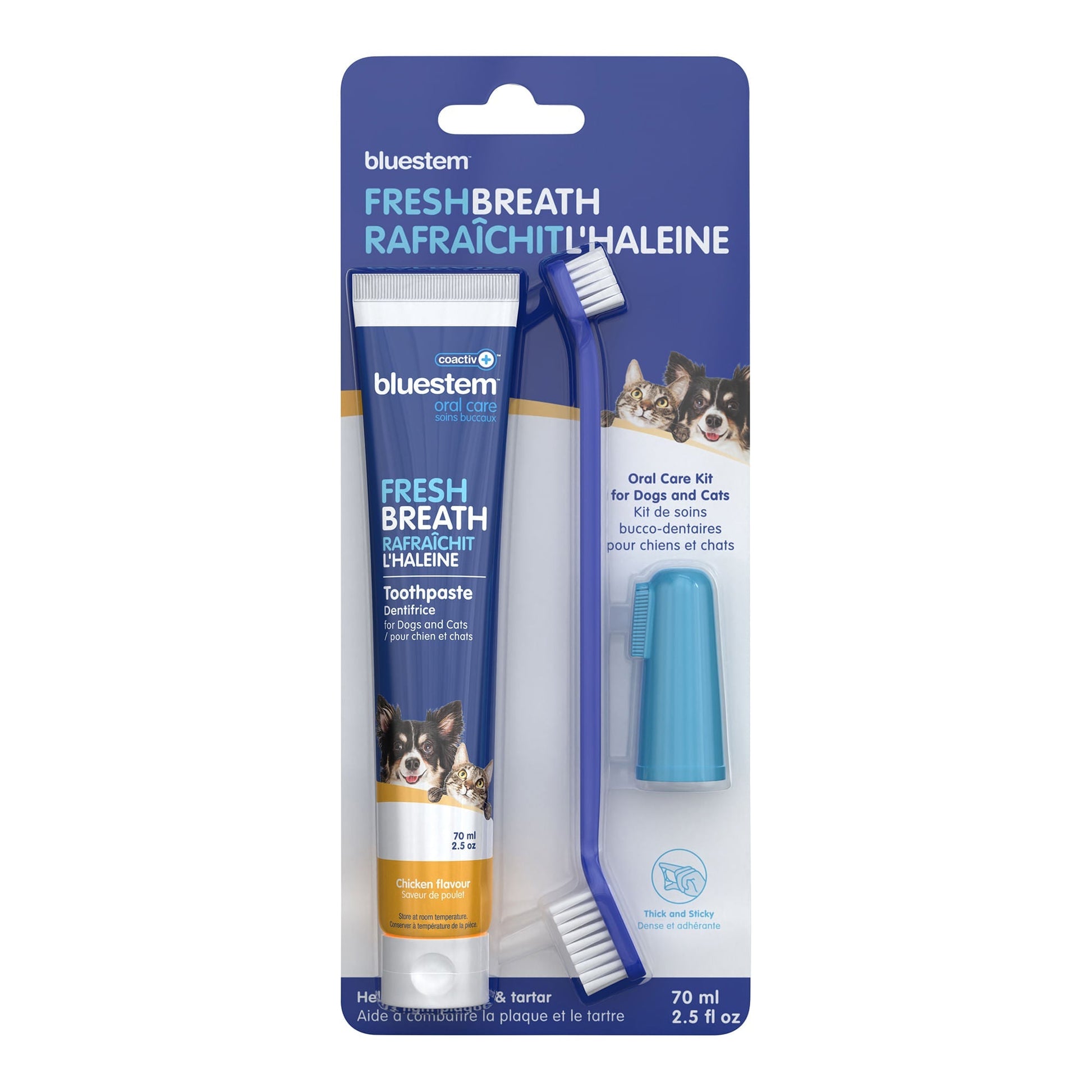 Purrfect Pet Kingdom bluestem coactiv+ Oral Dental Kit for Dogs and Cats ? Toothp (Chicken) - Premium Toothbrush