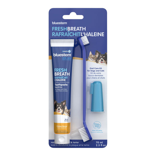 Purrfect Pet Kingdom bluestem coactiv+ Oral Dental Kit for Dogs and Cats ? Toothp (Chicken) - Premium Toothbrush