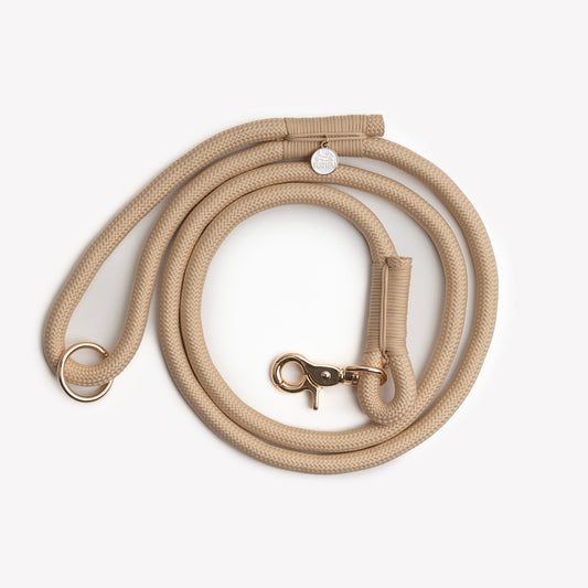 FURLOU Braided Rope Dog Leash in beige with durable clip for stylish pet walks