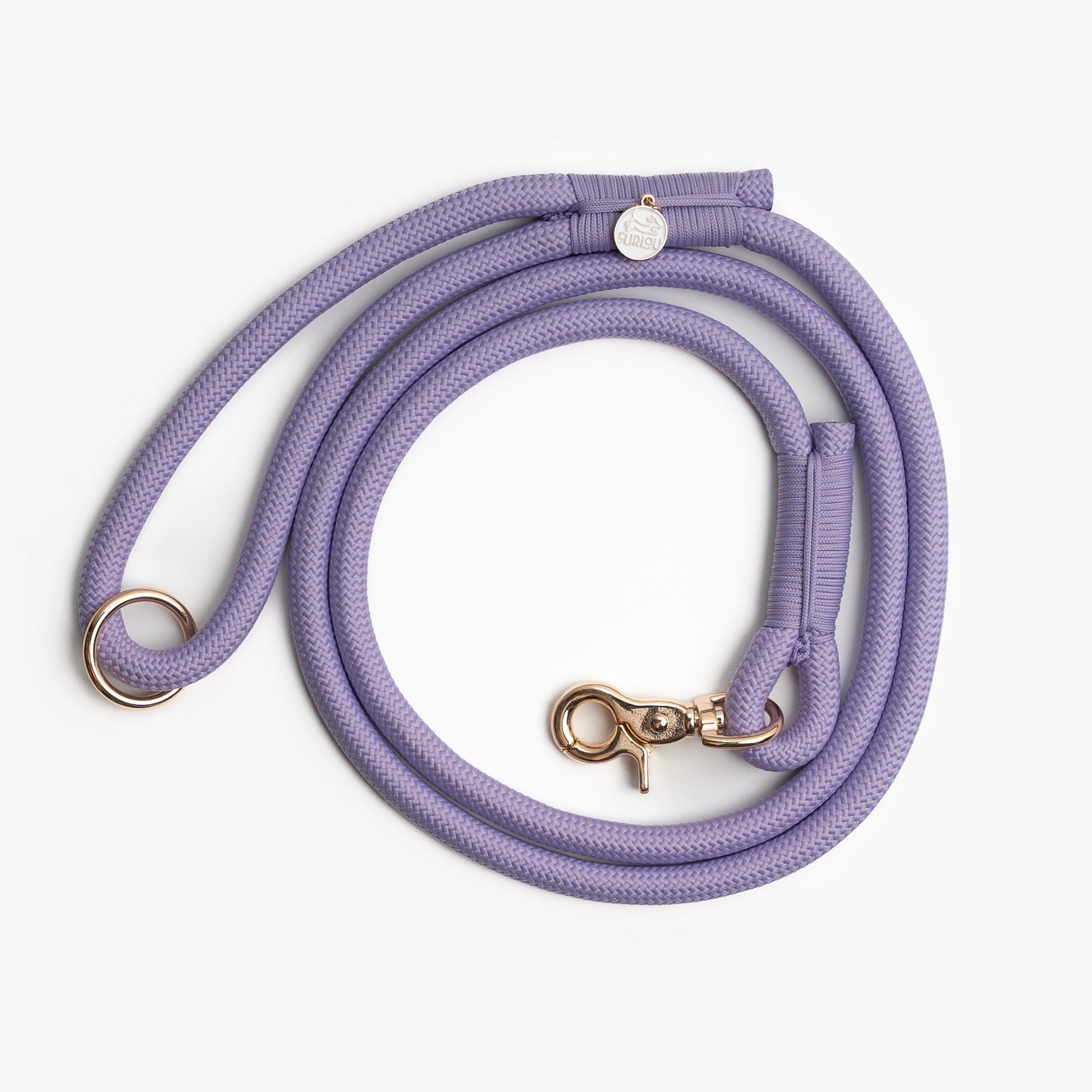FURLOU Braided Rope Dog Leash in Purple with Durable Clip and Comfortable Grip