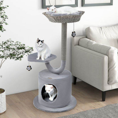 Purrfect Pet Kingdom Cat Tower for Large Cats - Cozy & Sturdy Gray Purrfect Pet Kingdom