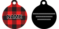 Buffalo Plaid Red HD Dog ID Tag