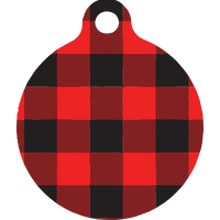 Buffalo Plaid Red HD Dog ID Tag