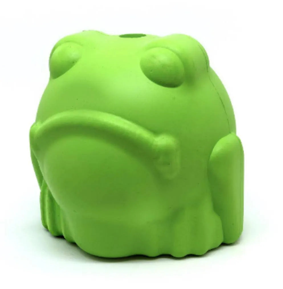 Bull Frog Dog Chew Toy & Treat Dispenser by SodaPup, vibrant green, ideal for dogs, 7.99 variant, USA made.