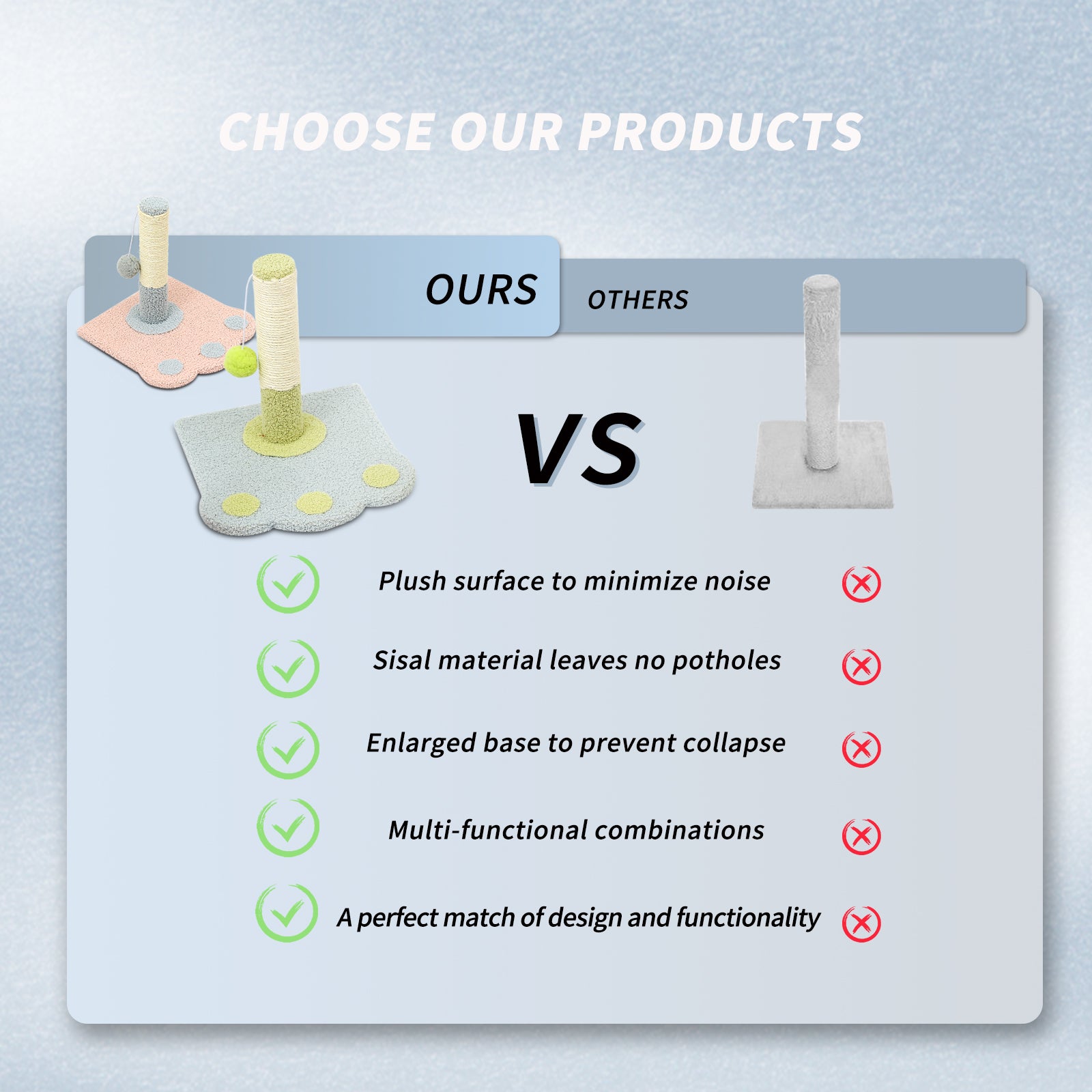 Purrfect Pet Kingdom Cute Paw Footprints Cat Scratch Columns, Grinding Claws To P (Blue) - Premium Cat Trees & Furniture