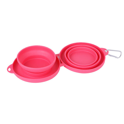 Rubber Foldable Double Bowl Pet Feeding Bowl Pets Supplies