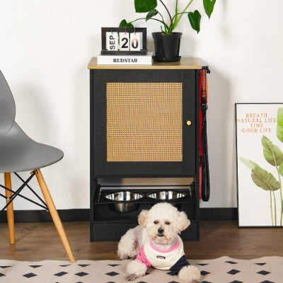 Heirloom Wood Elevated Ceramic Dining Station for Your Cats