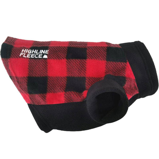 Red and Black Plaid Highline Fleece Dog Coat
