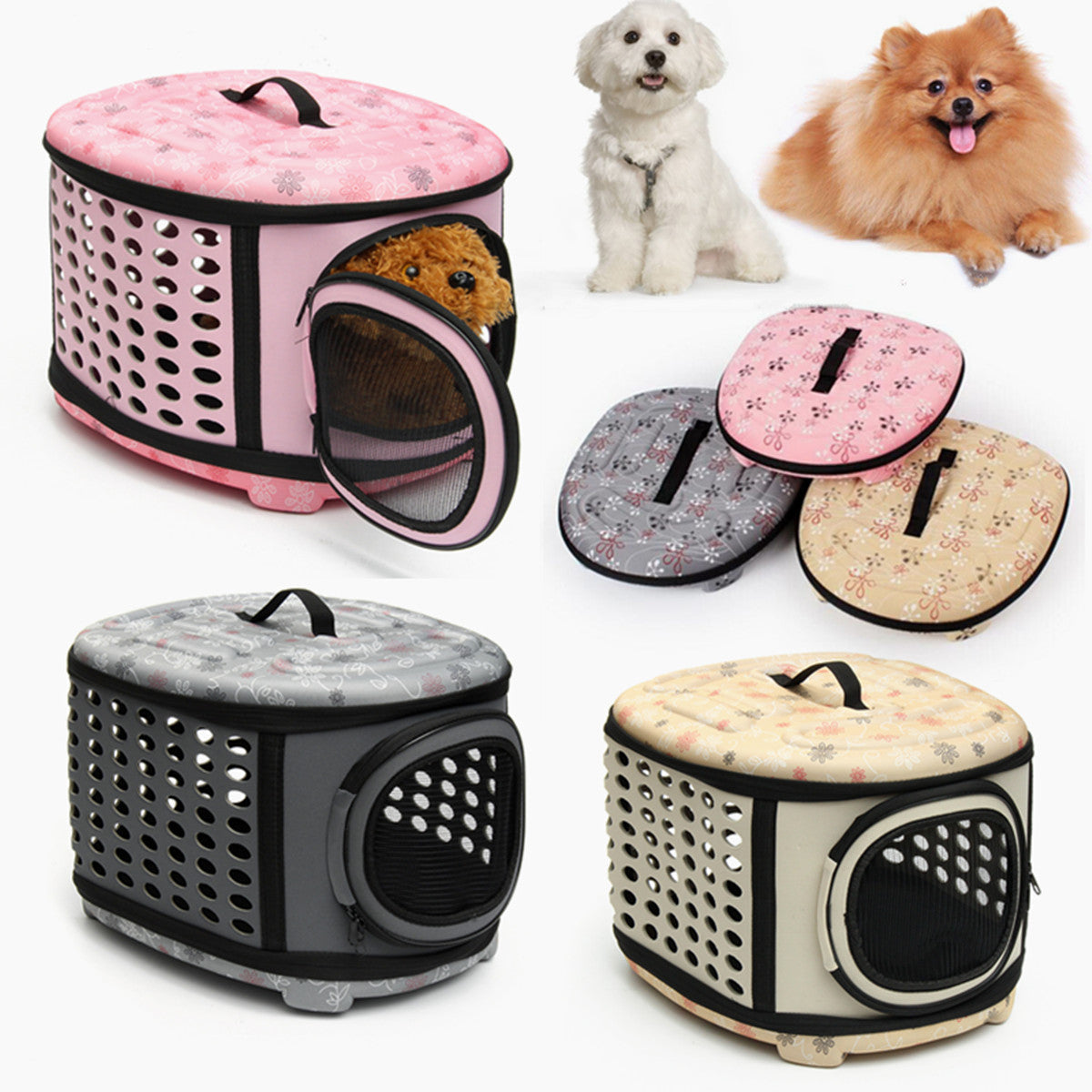 Foldable Pet Dog Cat Puppy Handbag Carrier Cage - Purrfect Pet Kingdom