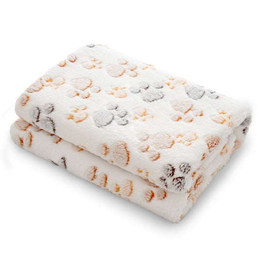 Pet Blanket Paw Print Fluffy Coral Fleece Washable