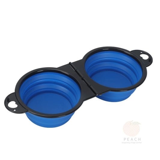 1-piece 2-in-1 foldable dual bowl feeding bowl portable outdoor travel dog and cat drinking bowl pet Supplies