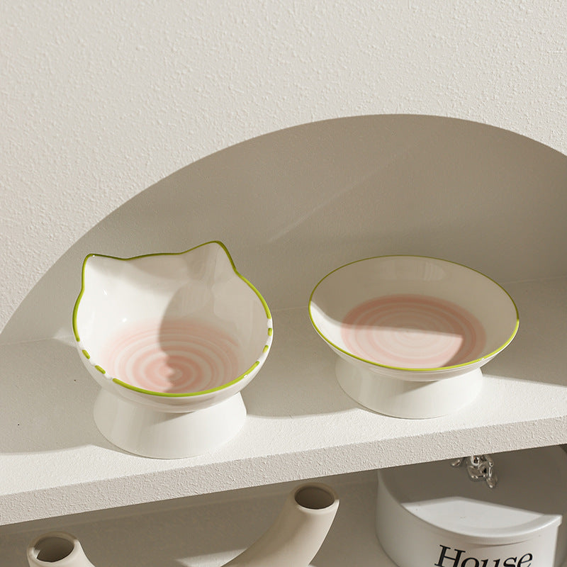 Purrfect Pet Kingdom Ceramic Cervical Support Cat Food Bowl (Cat Ear) - Premium Cat Bowls & Feeders