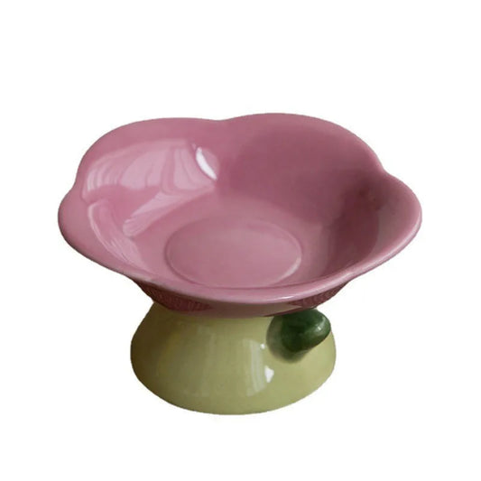 Cute Ceramic Cat Bowl - Artisan Flower Design Elevated Dining 🌸