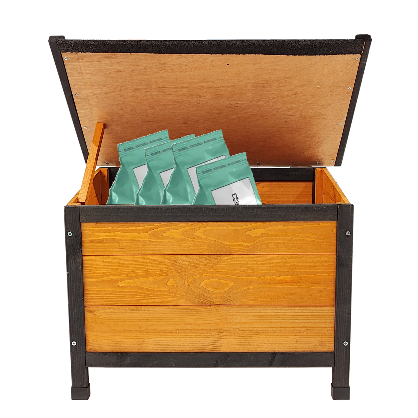 XPT088 Wearable and Strong Wooden Dog House with Metal Bowls