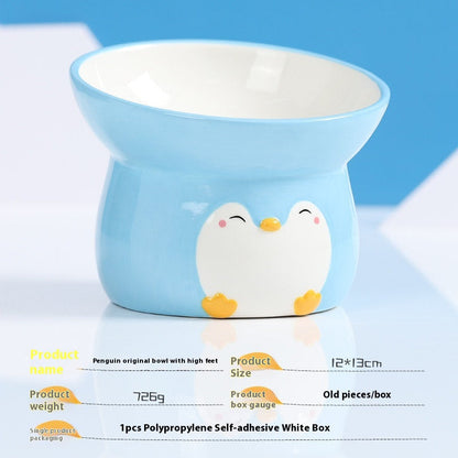 Ergonomic Elevated Ceramic Cat Bowl for Healthy Dining 550ml