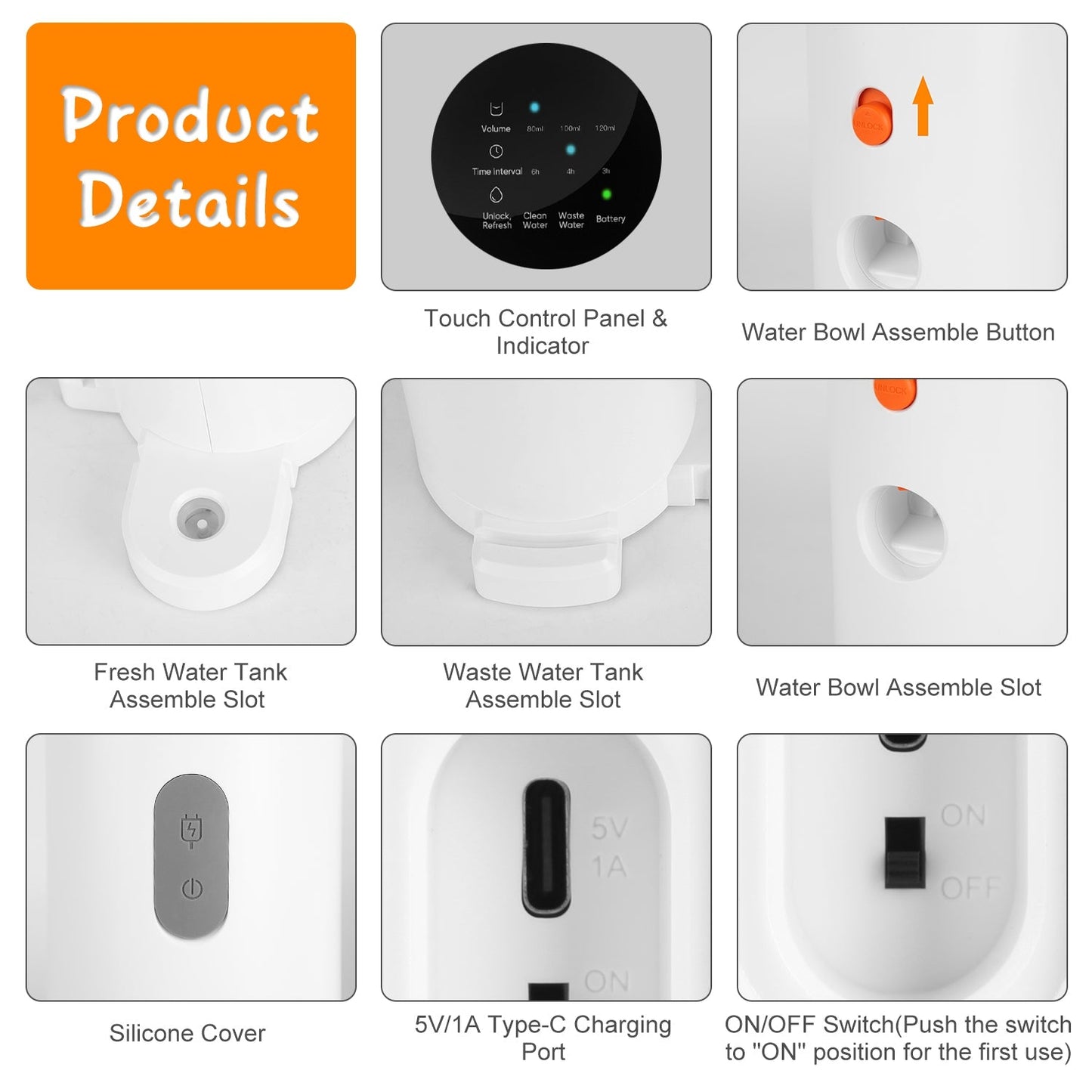 GBruno 3L Cordless Pet Water Fountain with Timer