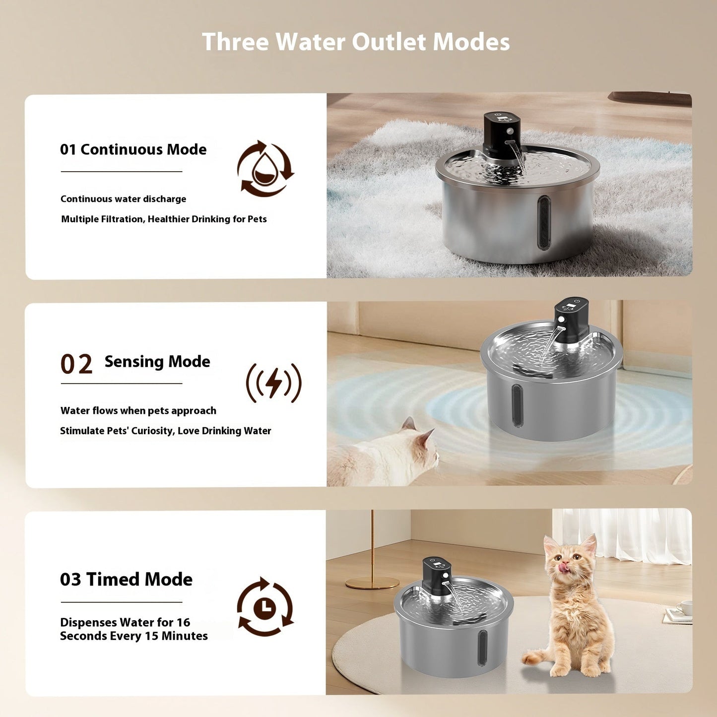 Cat Water Fountain Stainless Steel Constant Temperature