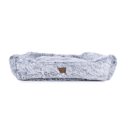 K9 Outdoors Calming Pet Bed for Dogs in Soft Gray with Plush Fabric for Ultimate Comfort