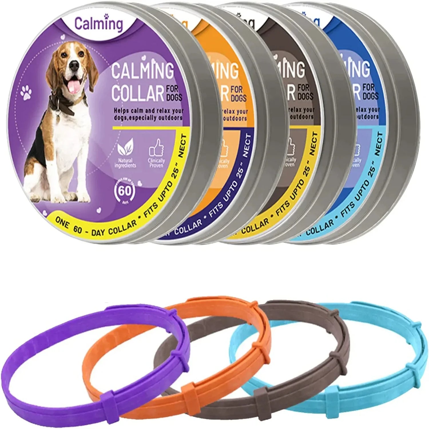 Calming collars for dogs in various colors for stress relief pet collar and anxiety reduction