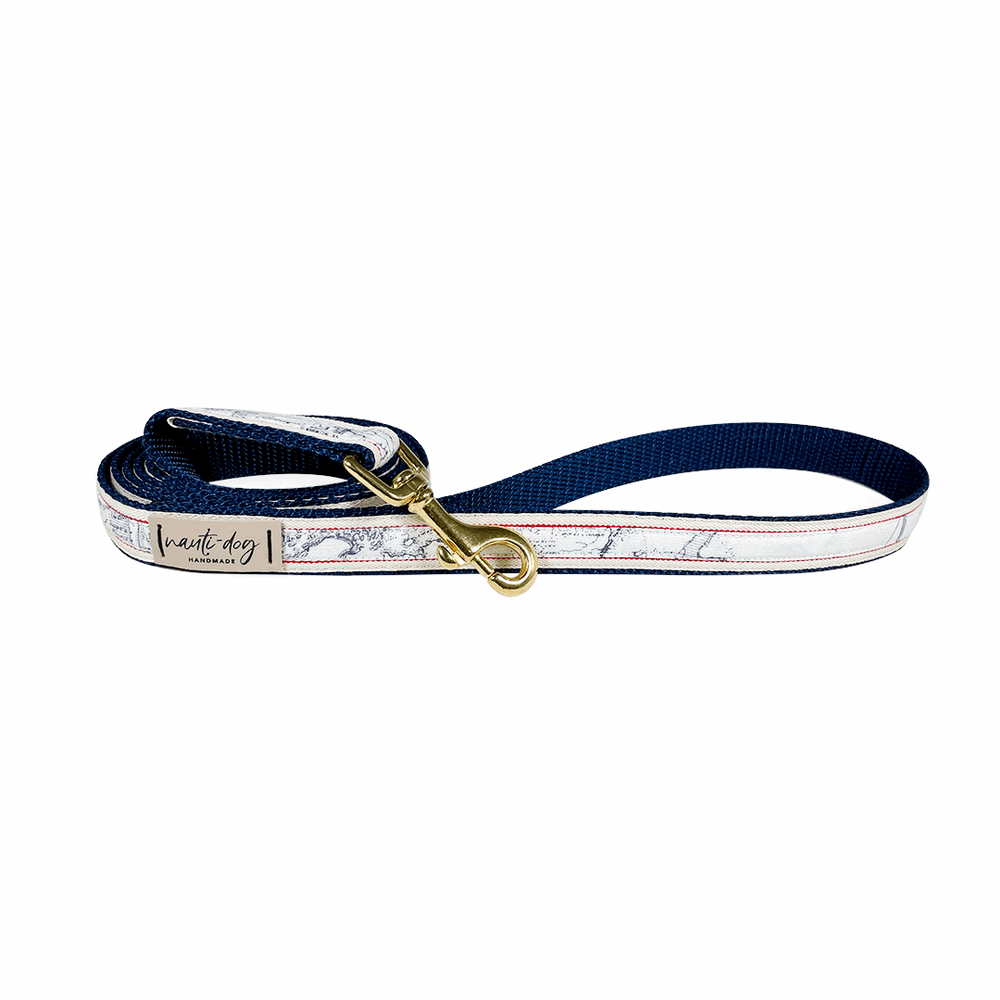 Carta Marina toile leash for dogs by Nauti-dog Handmade with stylish design and durable fabric