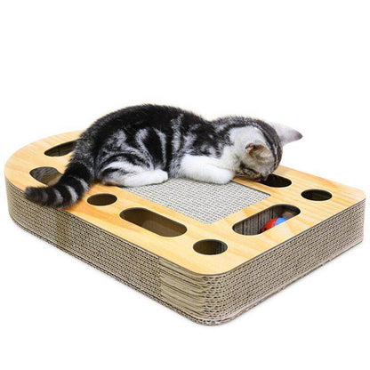 Purrfect Pet Kingdom cat activity pad for indoor cats with wooden edges and a kitten playing