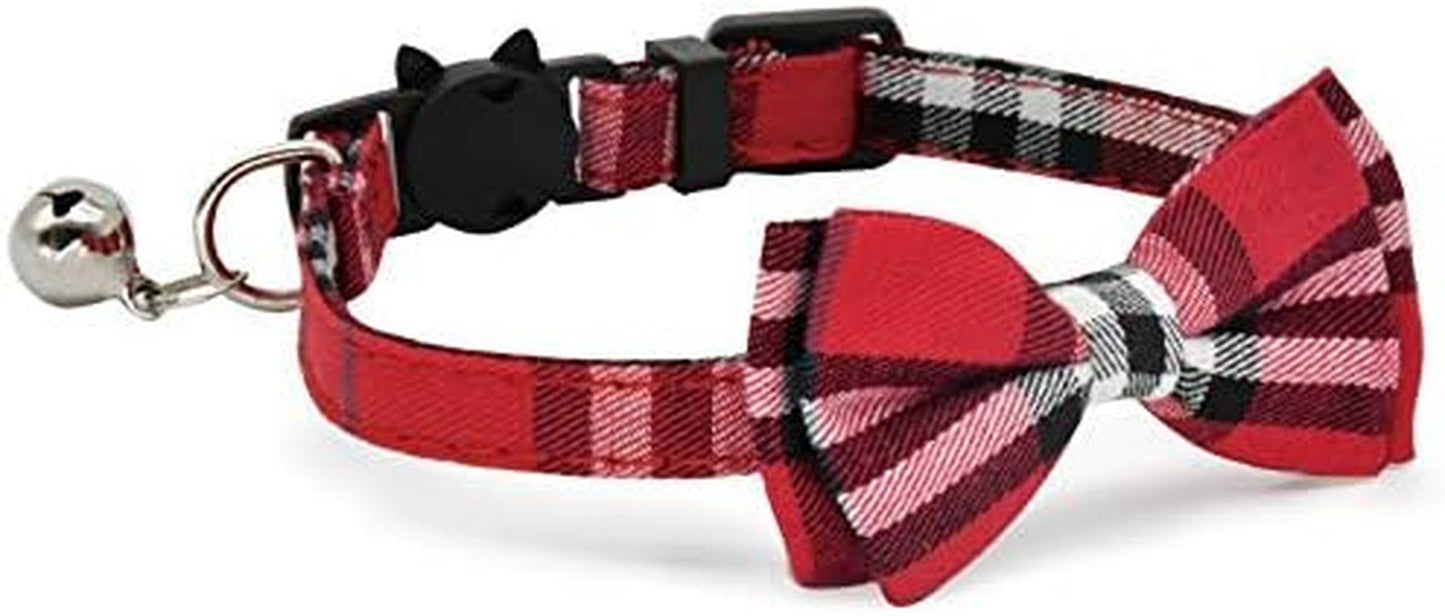 Purrfect Pet Kingdom cat collar 2 pack plaid bow tie in red and black for stylish cats