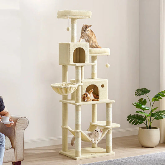 78 inch tall cat condo from Purrfect Pet Kingdom with multiple platforms and playful features for cats