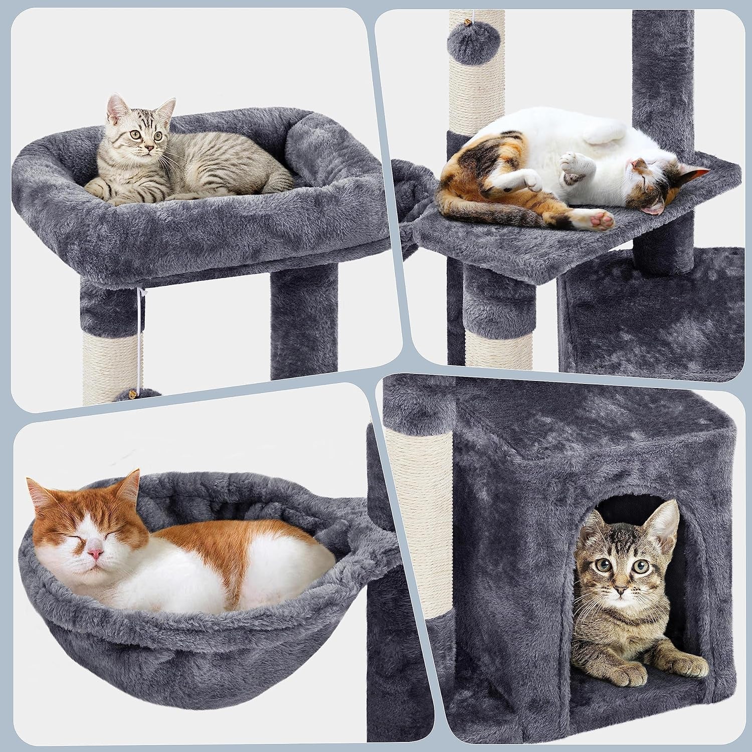 MJ's Pet Closet Gray Cat Condo with Multiple Levels and Cozy Sleeping Areas for Cats