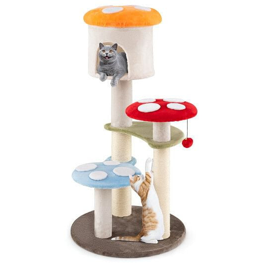 Tail Chasers Cat Condo for Playful Cats with Mushroom Design and Multiple Levels