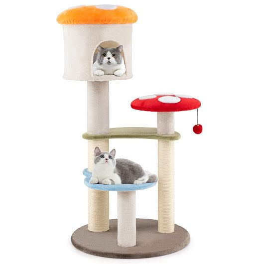 Tail Chasers Cat Condo for Playful Cats with Mushroom Design and Multiple Levels for Climbing