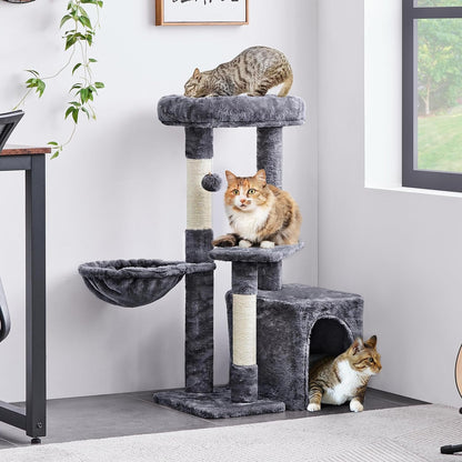 MJ's Pet Closet Cat Condo with multiple levels, scratching posts, and cozy hiding spots for playful cats