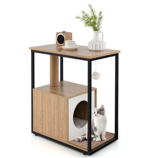 Purrfect Pet Kingdom Cat Condo Side Table with Scratcher Natural Purrfect Pet Kingdom