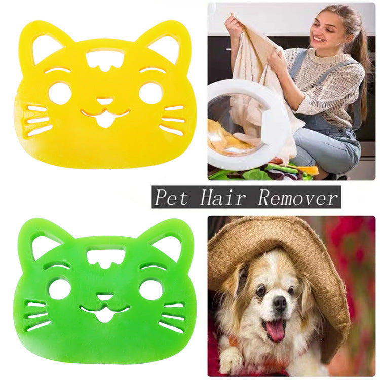 Yellow and green pet hair remover brush in cute cat shapes for effective cat dog clothes hair remover brush