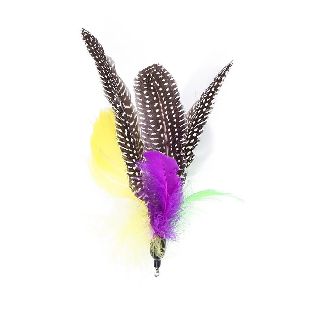 Cat Feather Toy Set by Stevvex, featuring a colorful feather teaser wand, perfect for kittens and cats, priced at $29.90.
