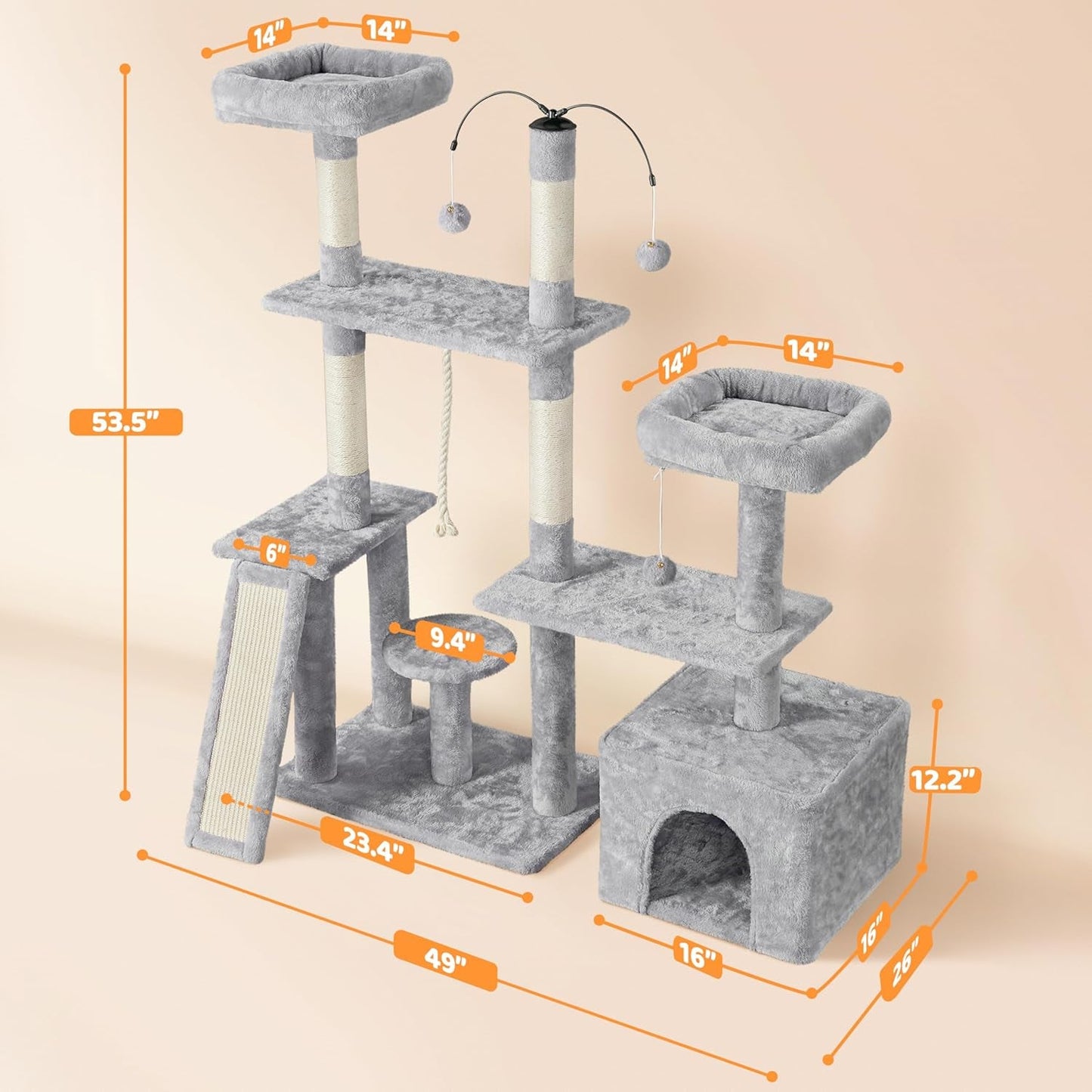 Purrfect Pet Kingdom Cat Tree with multiple levels, scratching post, and cozy hideaway for cat furniture for large cats