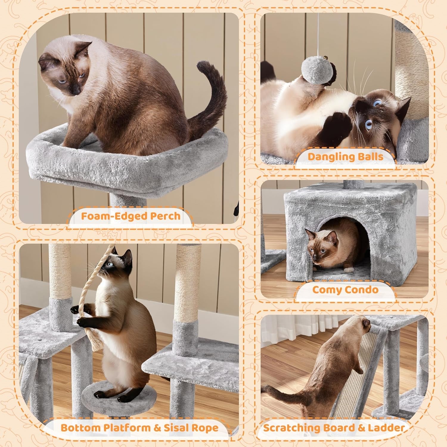 Purrfect Pet Kingdom Cat Tree featuring foam-edged perch, comfy condo, and scratch board, ideal cat furniture for large cats