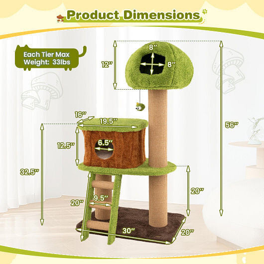 Tail Chasers Cat Tree with Multiple Levels and Hideaway, perfect cat furniture for large cats