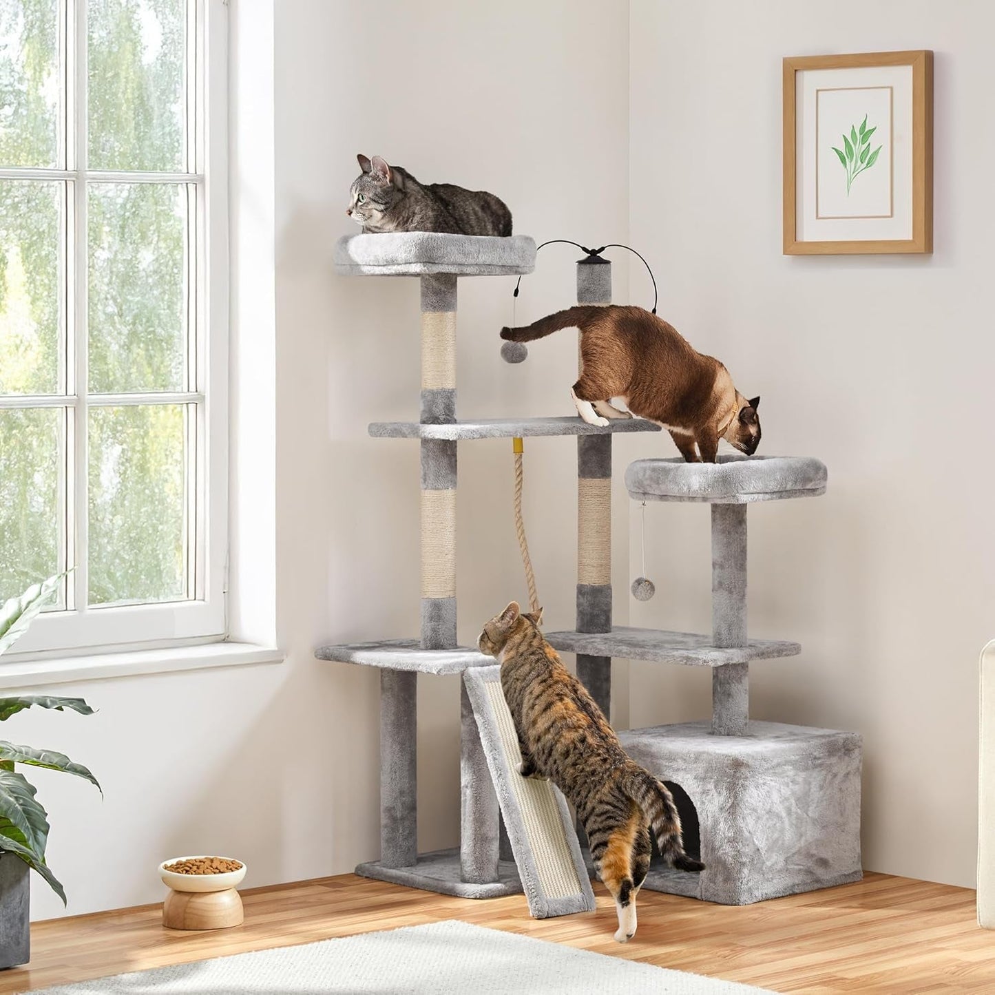 Purrfect Pet Kingdom cat tree for large cats featuring multiple levels, scratching posts, and cozy perches